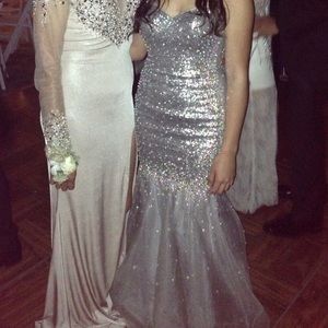 Silver/Grey rhinestone prom dress!